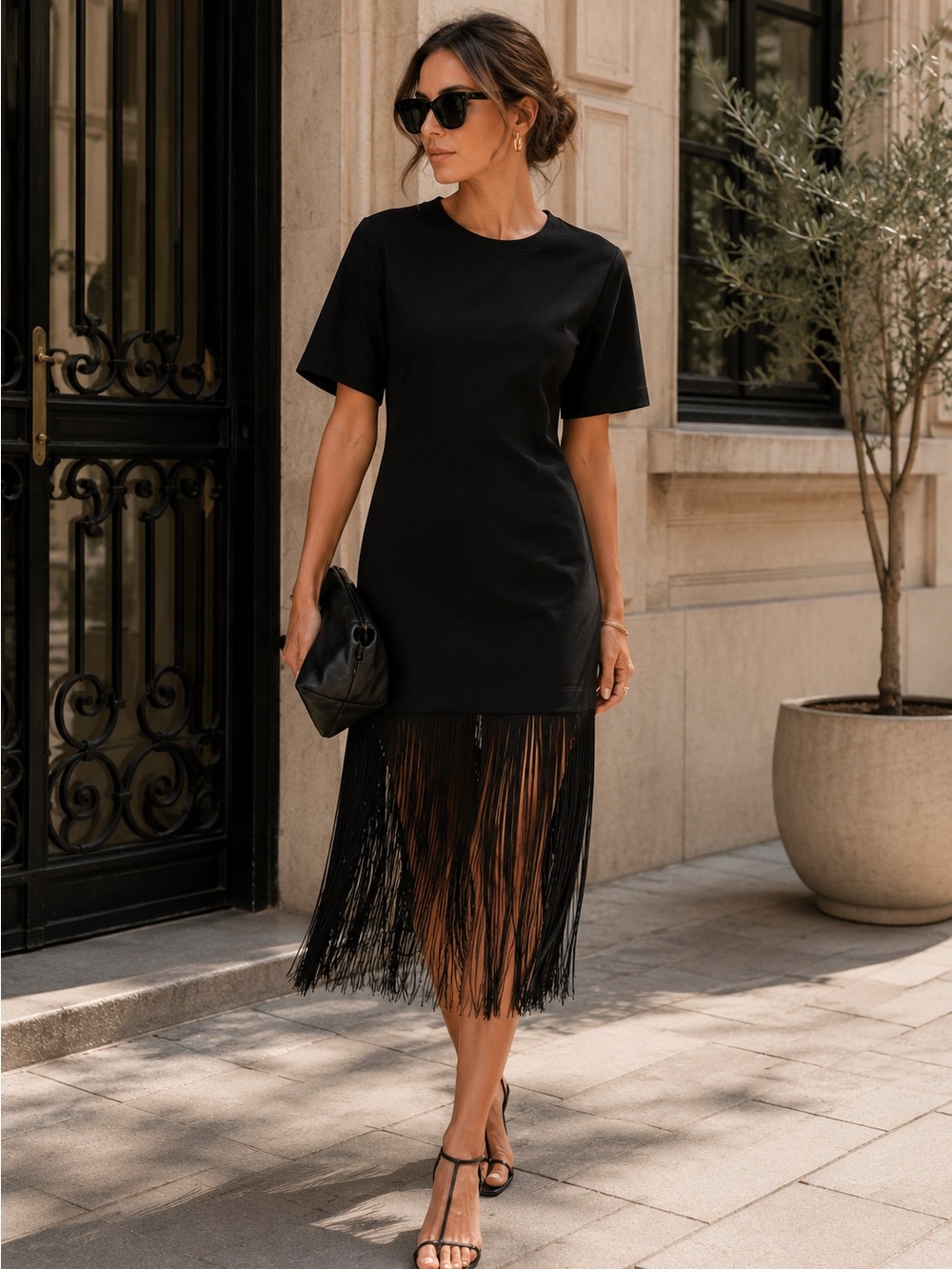 Pixie Market Black Fringe Midi Dress - Picture 2 of 4